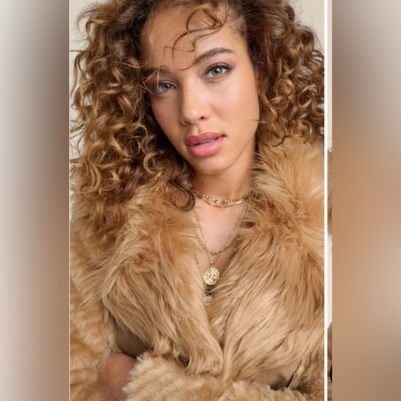 Faux Fur Chevron Jacket NWOT - Picture 4 of 14